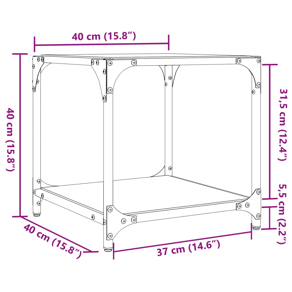 vidaXL Stoliki kawowe z czarnym, szklanym blatem, 2 szt., 40x40x40 cm