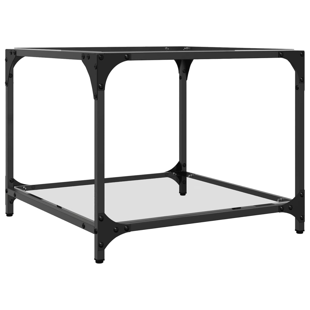 vidaXL Stoliki kawowe ze szklanym blatem, 2 szt., 50x50x40 cm, stal