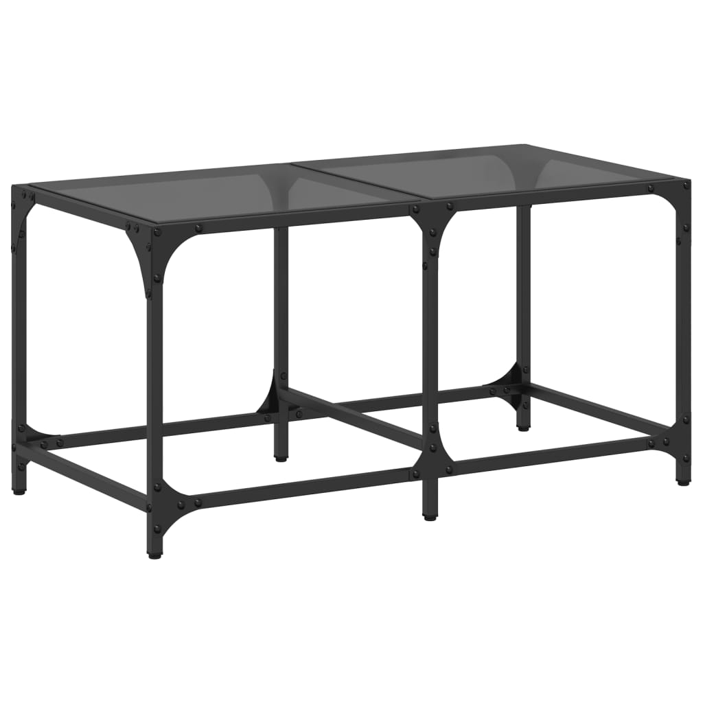 vidaXL Stolik kawowy z czarnym, szklanym blatem, 78,5x40x40 cm, stal