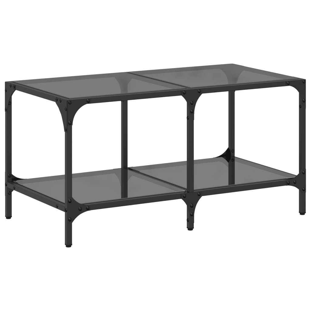 vidaXL Stolik kawowy z czarnym, szklanym blatem, 78,5x40x40 cm, stal