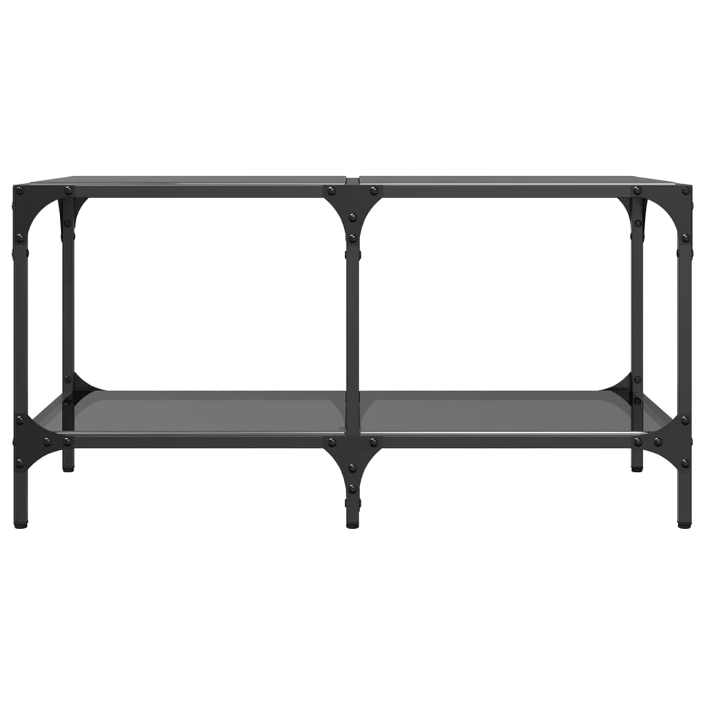 vidaXL Stolik kawowy z czarnym, szklanym blatem, 78,5x40x40 cm, stal
