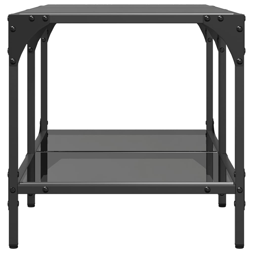 vidaXL Stolik kawowy z czarnym, szklanym blatem, 78,5x40x40 cm, stal