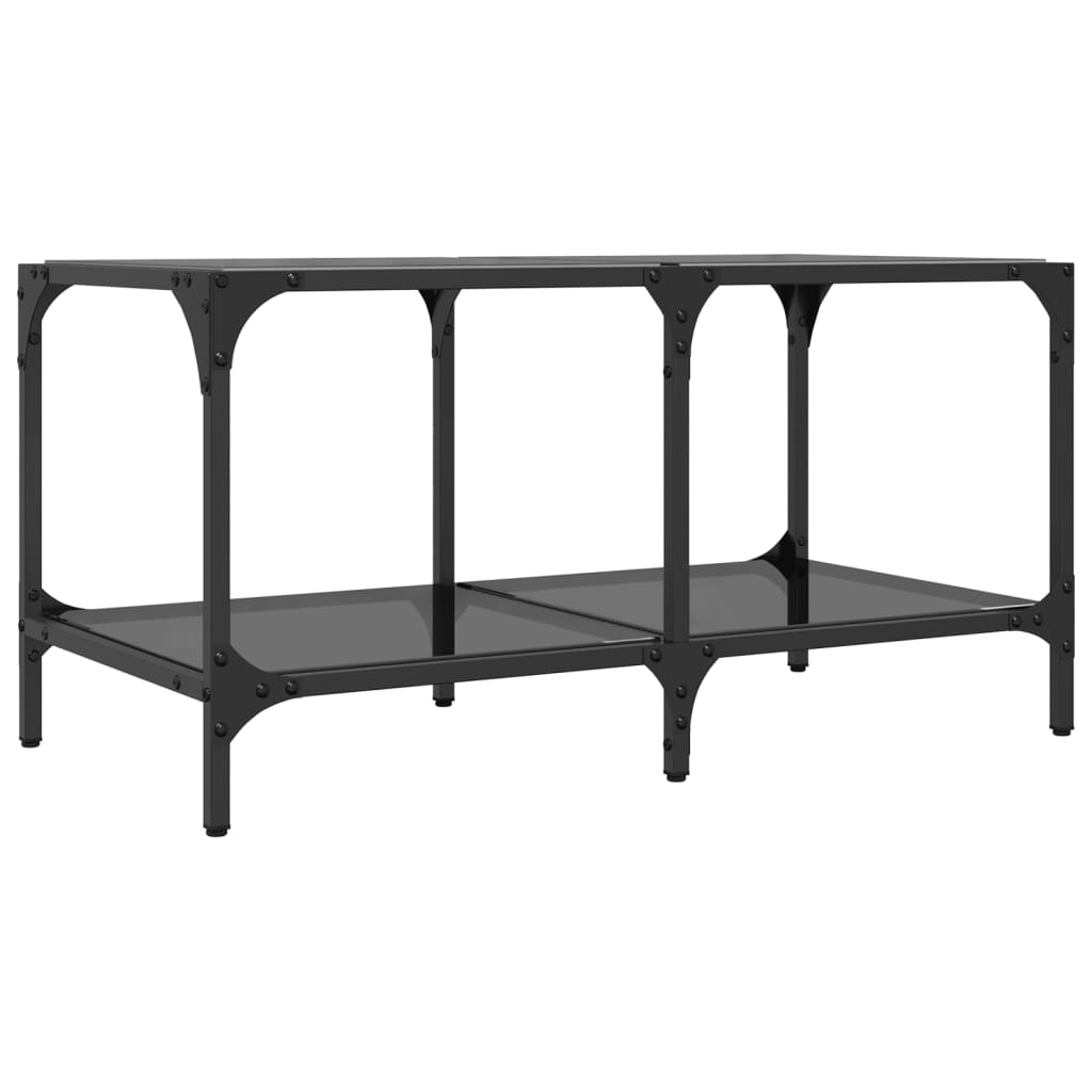 vidaXL Stolik kawowy z czarnym, szklanym blatem, 78,5x40x40 cm, stal
