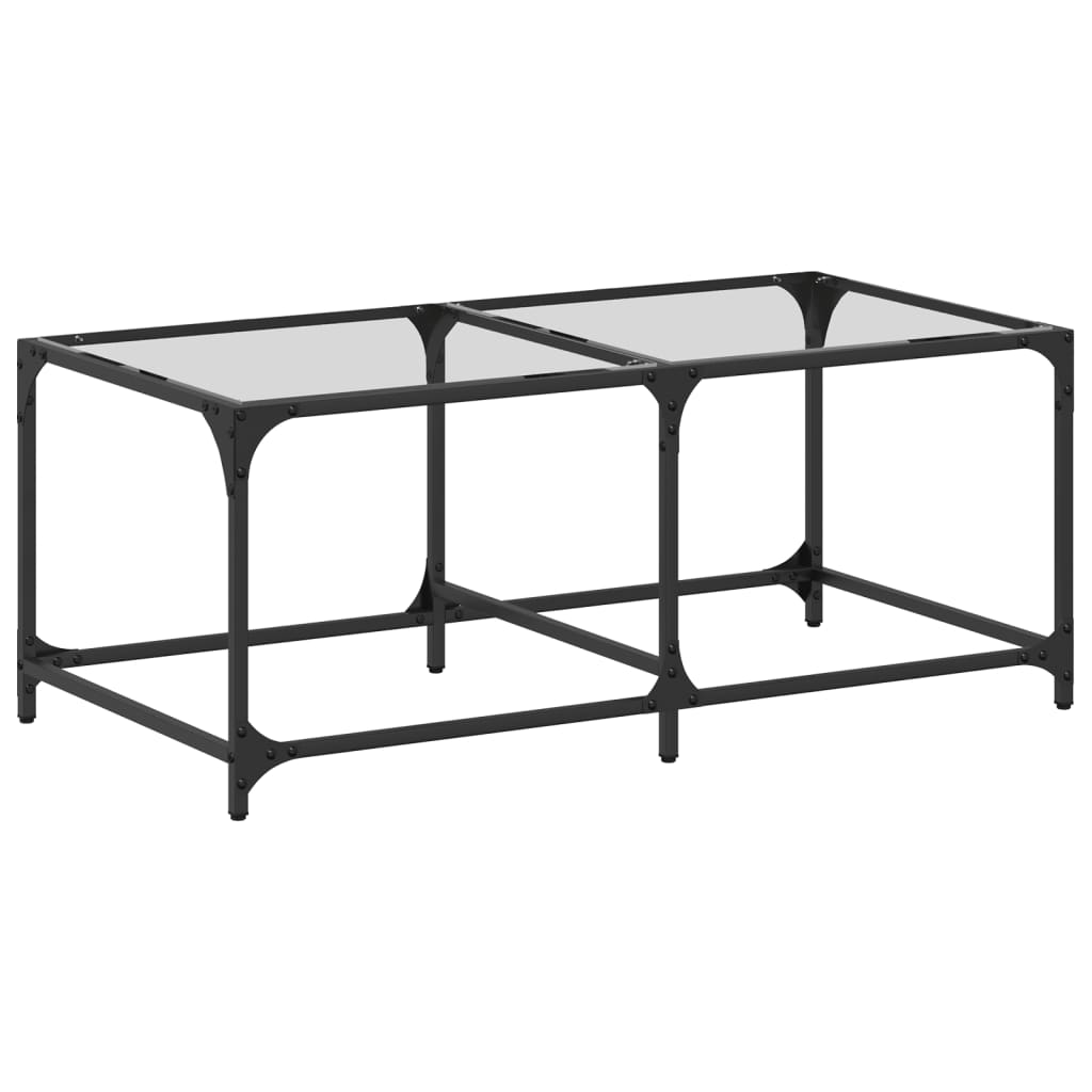 vidaXL Stolik kawowy ze szklanym blatem, 98,5x50x40 cm, stal
