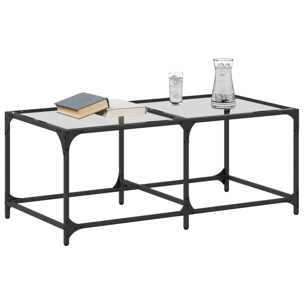 vidaXL Stolik kawowy ze szklanym blatem, 98,5x50x40 cm, stal