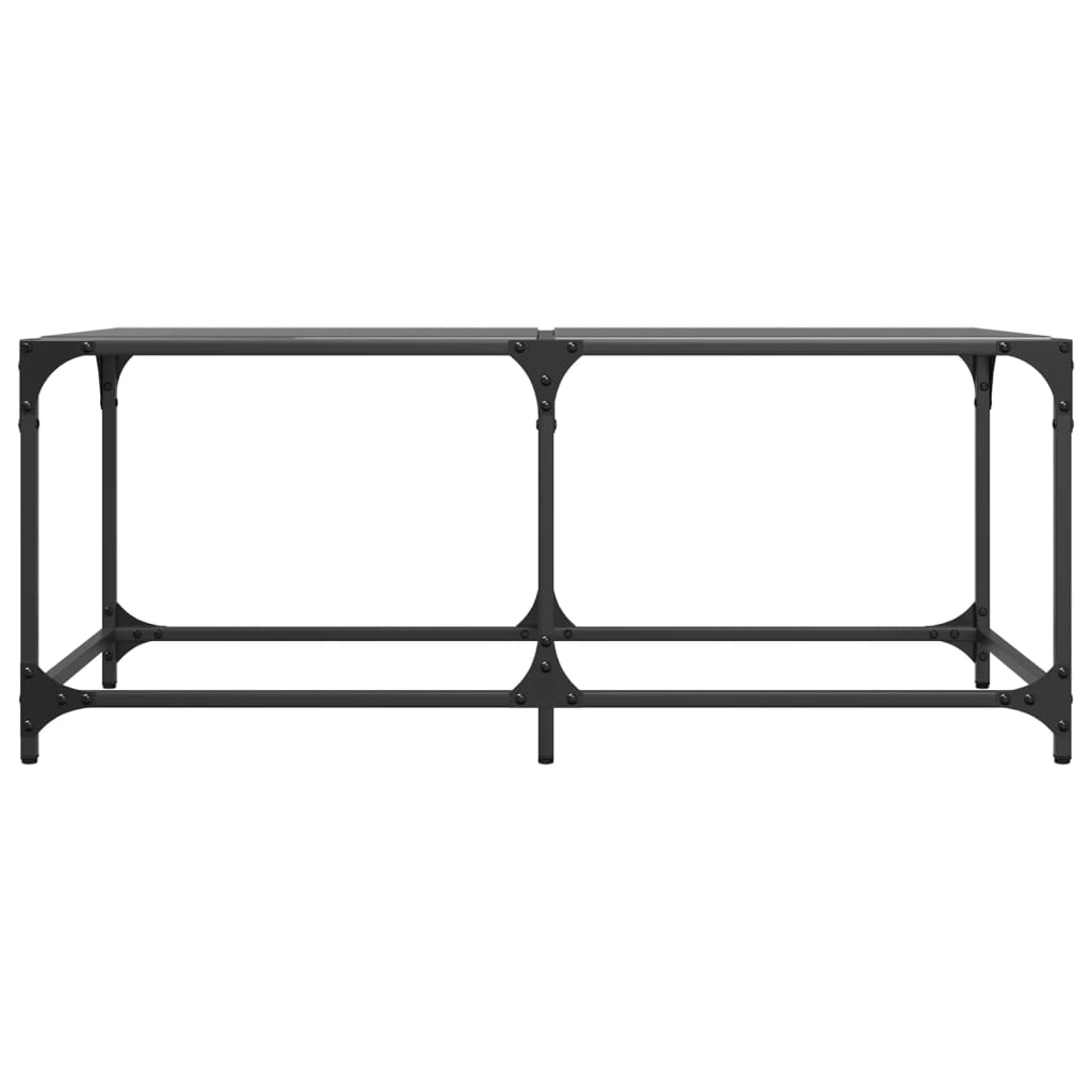 vidaXL Stolik kawowy z czarnym, szklanym blatem, 98,5x50x40 cm, stal