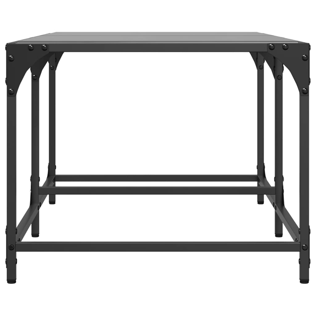 vidaXL Stolik kawowy z czarnym, szklanym blatem, 98,5x50x40 cm, stal