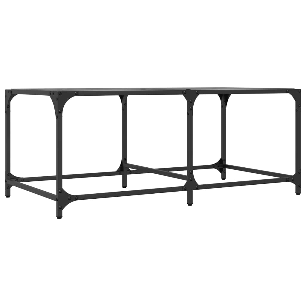vidaXL Stolik kawowy z czarnym, szklanym blatem, 98,5x50x40 cm, stal