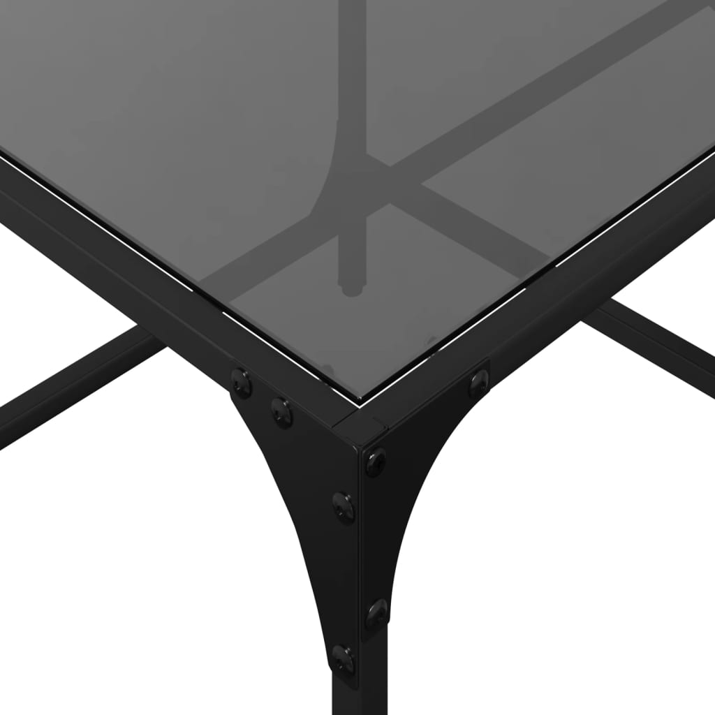 vidaXL Stolik kawowy z czarnym, szklanym blatem, 98,5x50x40 cm, stal