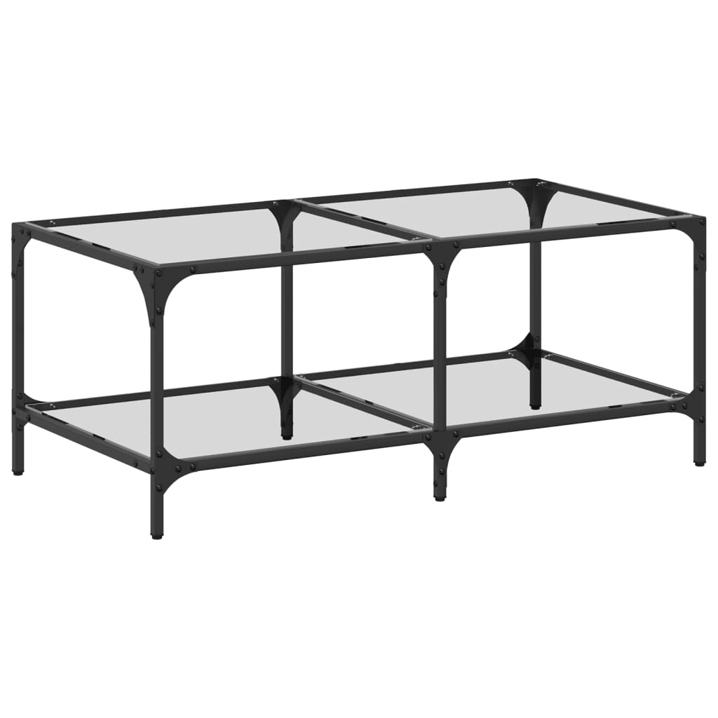 vidaXL Stolik kawowy ze szklanym blatem, 98,5x50x40 cm, stal