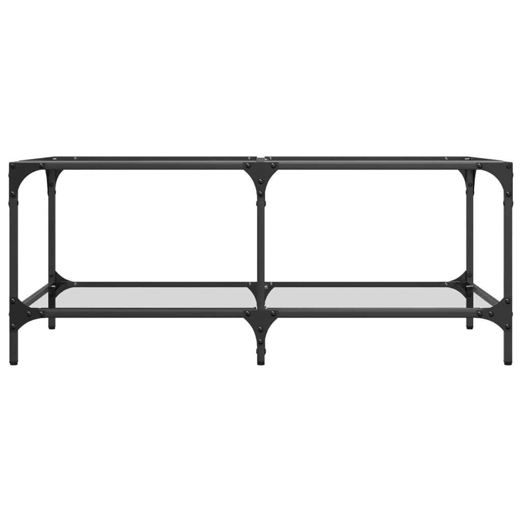 vidaXL Stolik kawowy ze szklanym blatem, 98,5x50x40 cm, stal