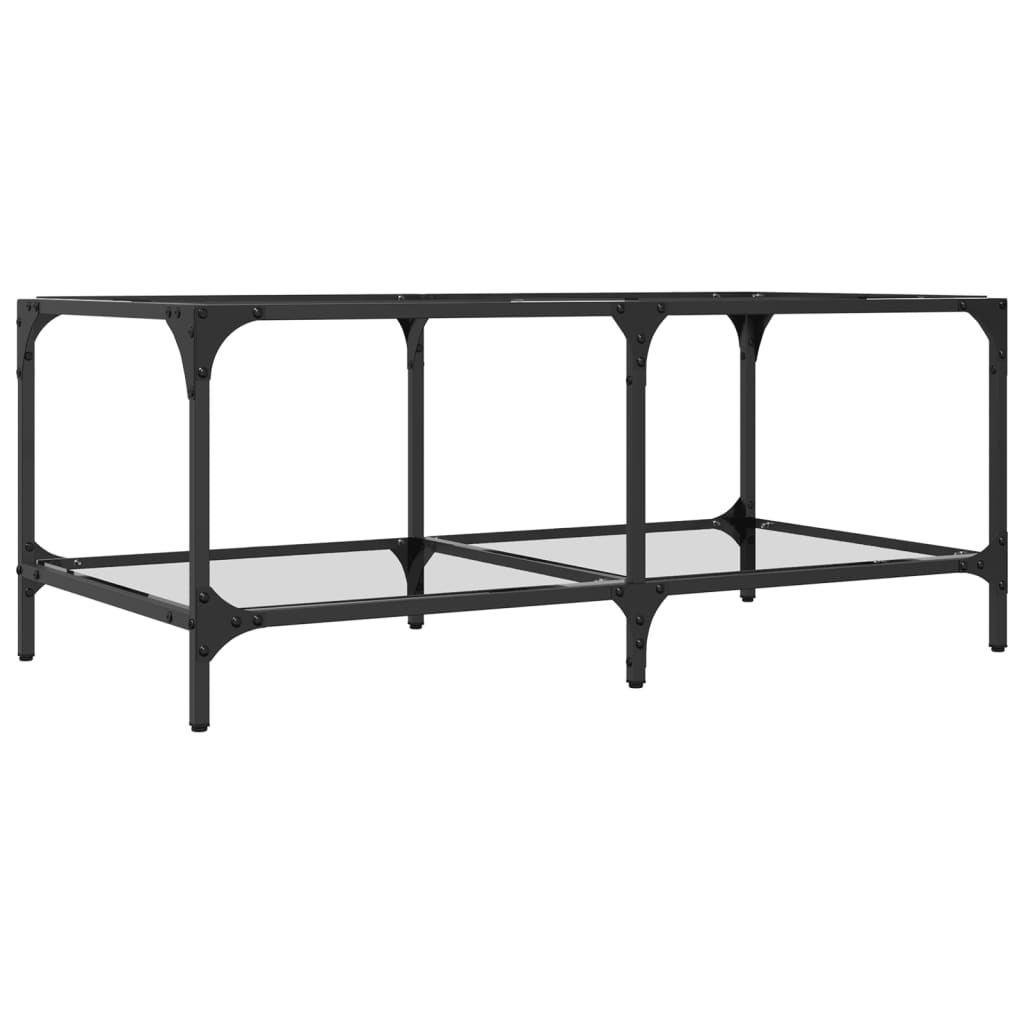 vidaXL Stolik kawowy ze szklanym blatem, 98,5x50x40 cm, stal
