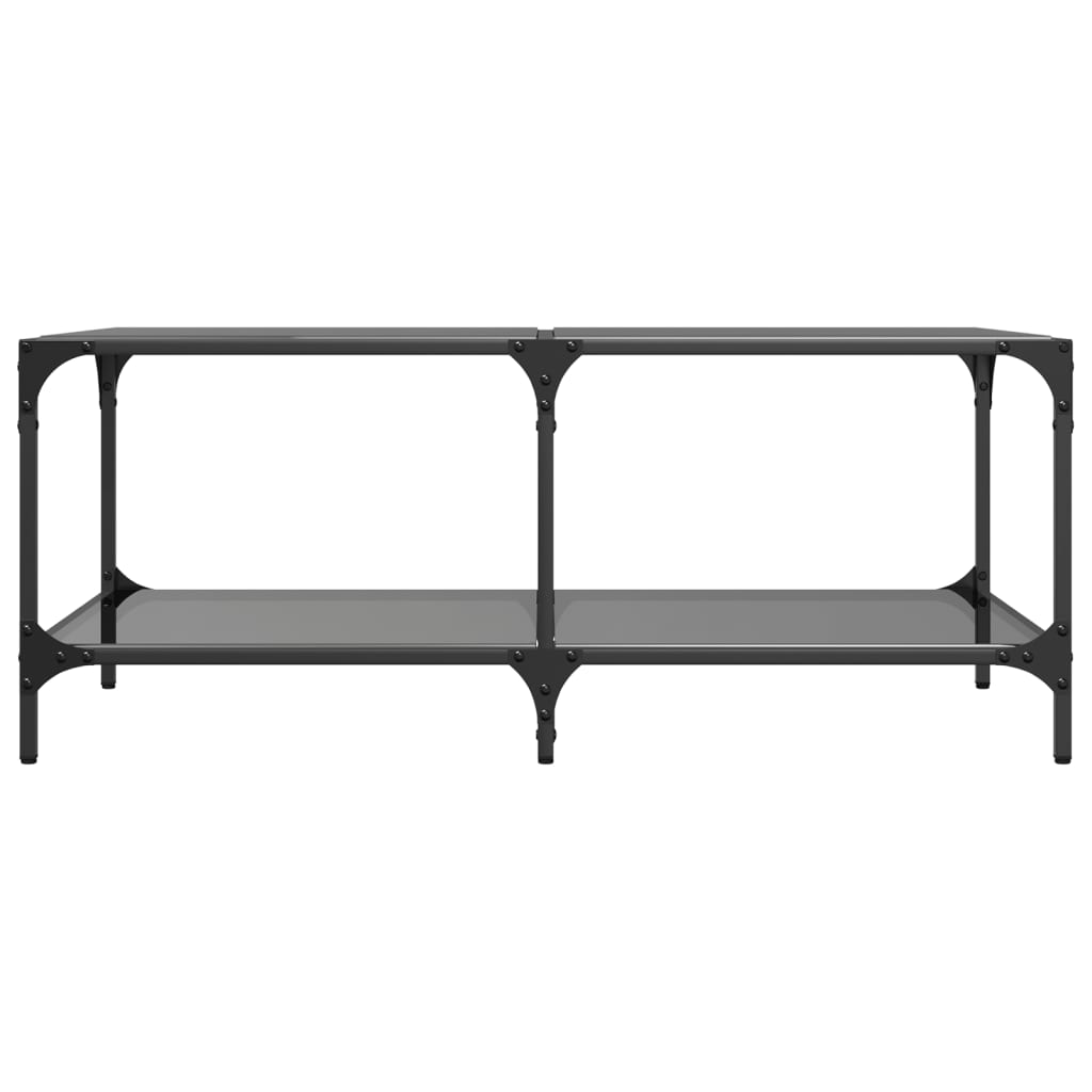 vidaXL Stolik kawowy z czarnym, szklanym blatem, 98,5x50x40 cm, stal