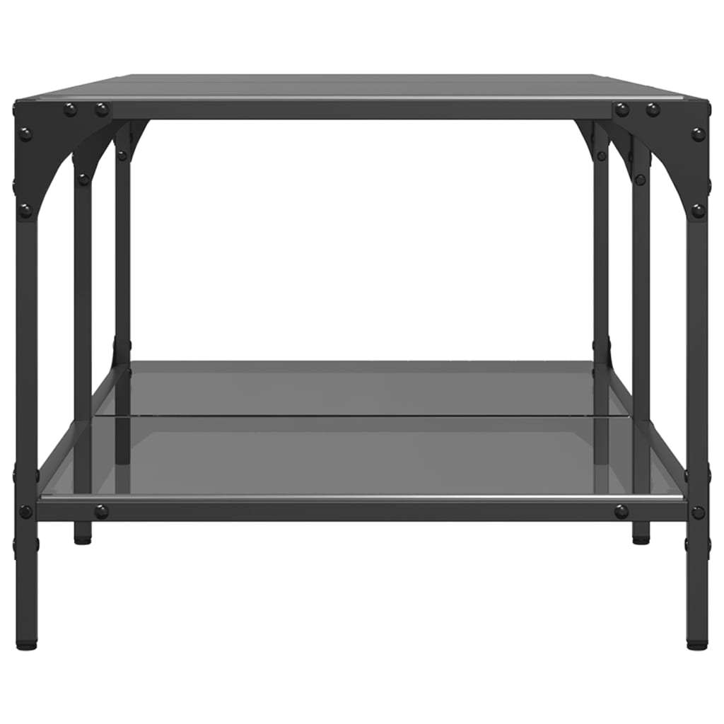 vidaXL Stolik kawowy z czarnym, szklanym blatem, 98,5x50x40 cm, stal
