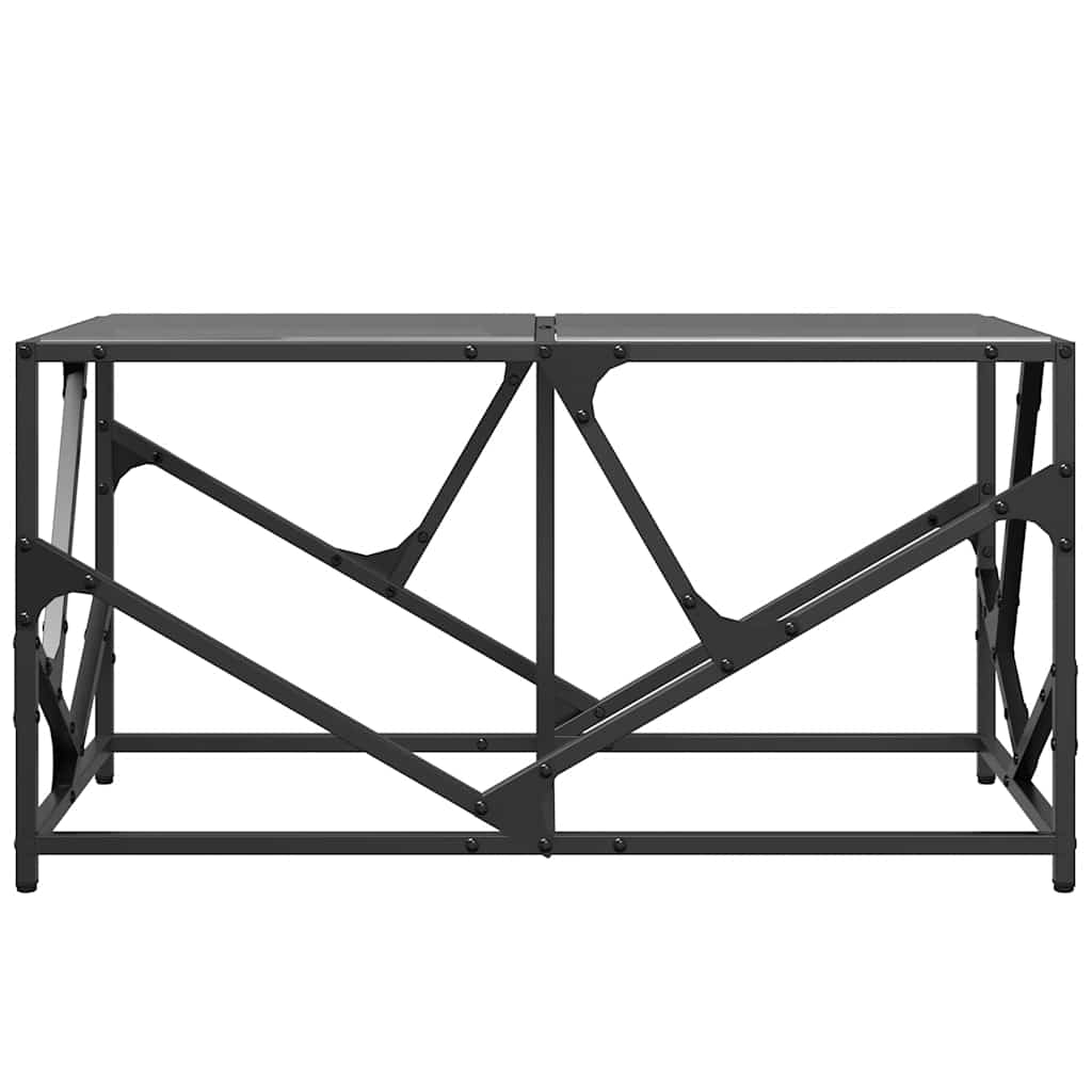 vidaXL Stolik kawowy z czarnym, szklanym blatem, 78,5x40x41 cm, stal