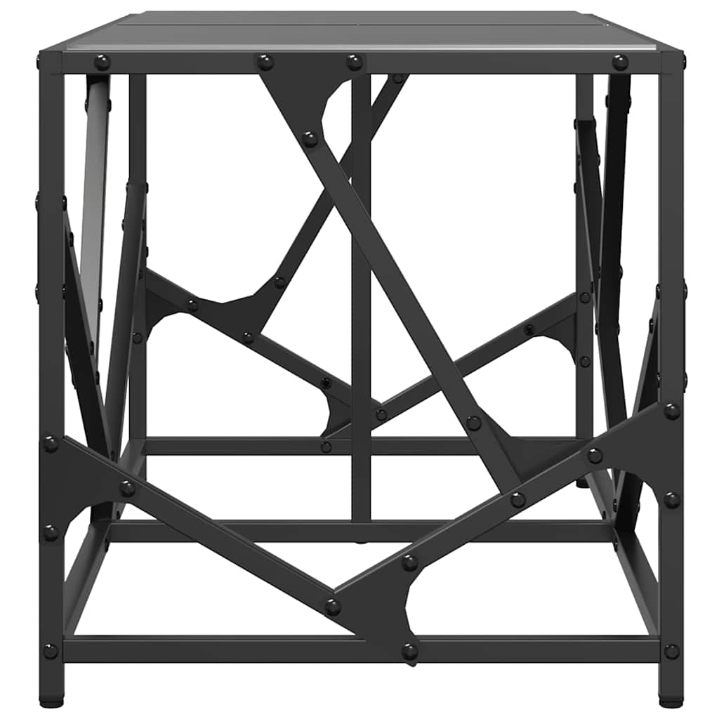vidaXL Stolik kawowy z czarnym, szklanym blatem, 78,5x40x41 cm, stal