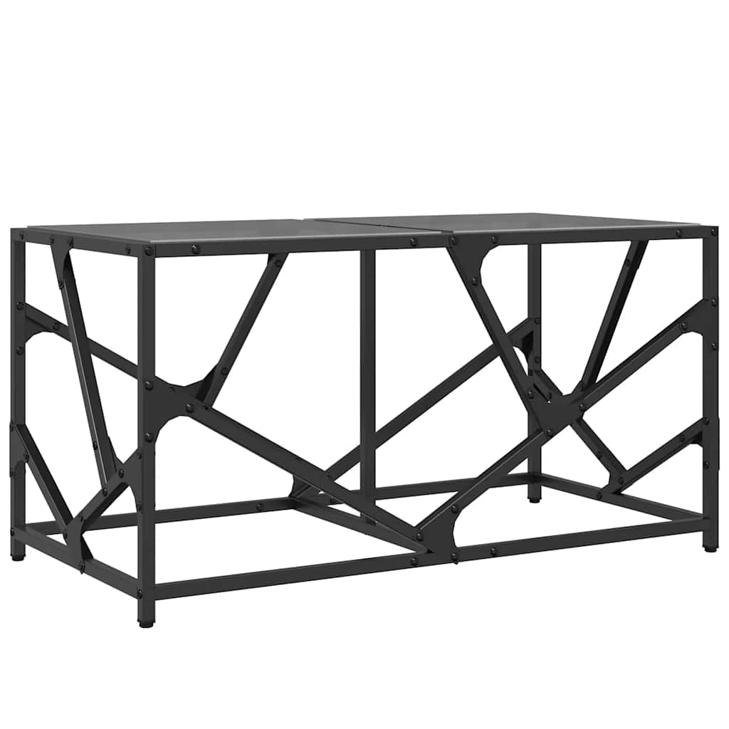 vidaXL Stolik kawowy z czarnym, szklanym blatem, 78,5x40x41 cm, stal