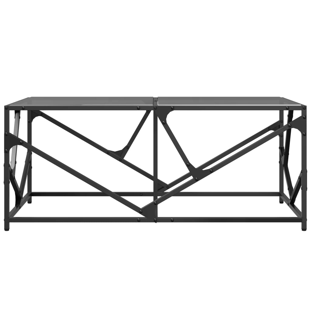 vidaXL Stolik kawowy z czarnym, szklanym blatem, 98,5x50x41 cm, stal
