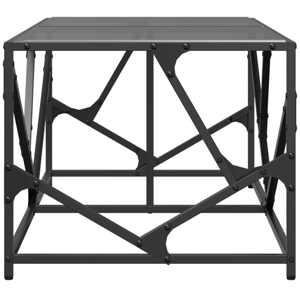 vidaXL Stolik kawowy z czarnym, szklanym blatem, 98,5x50x41 cm, stal