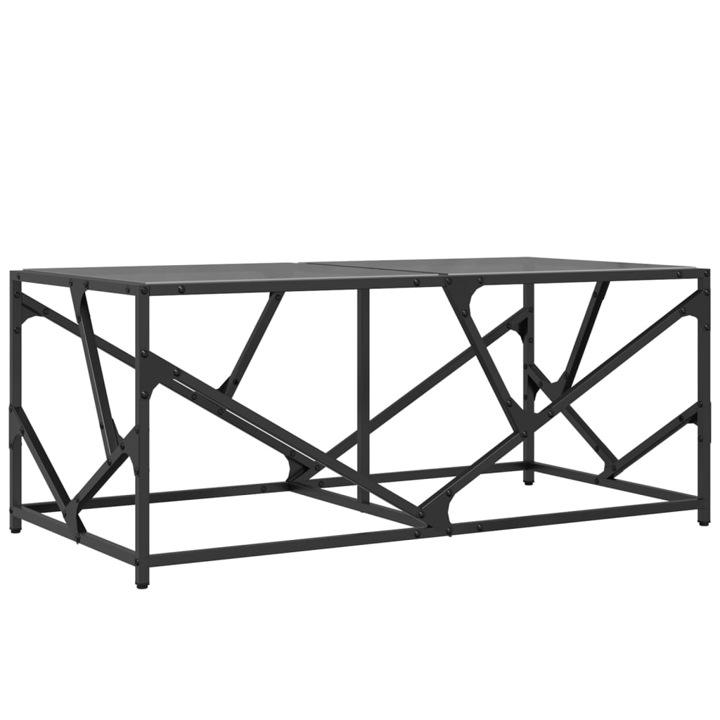 vidaXL Stolik kawowy z czarnym, szklanym blatem, 98,5x50x41 cm, stal