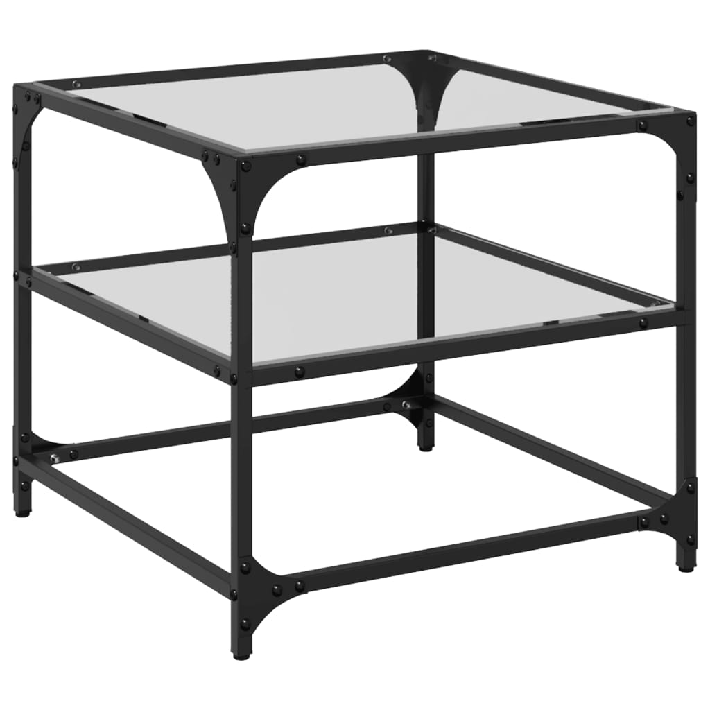 vidaXL Stoliki kawowe ze szklanym blatem, 2 szt., 50x50x45 cm, stal