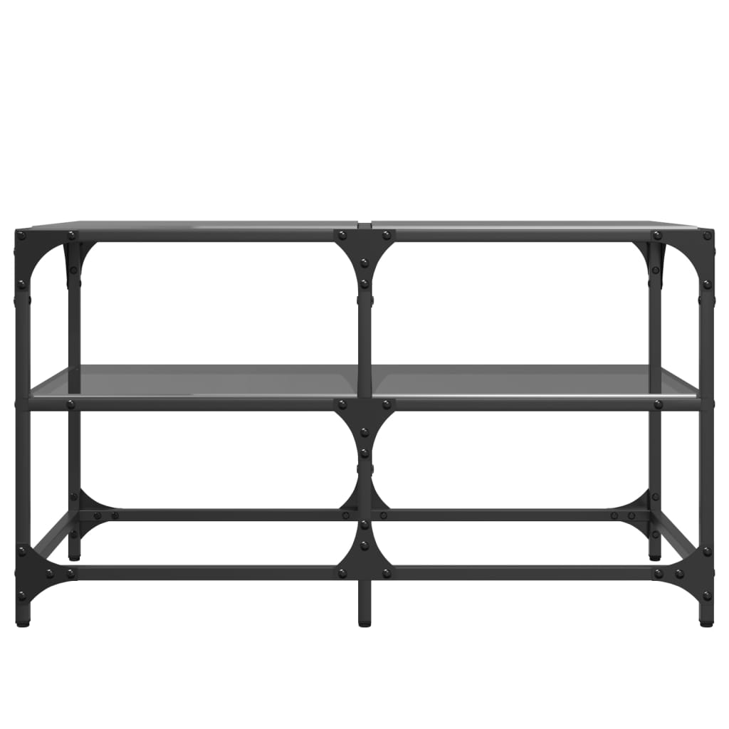 vidaXL Stolik kawowy z czarnym, szklanym blatem, 78,5x40x45 cm, stal