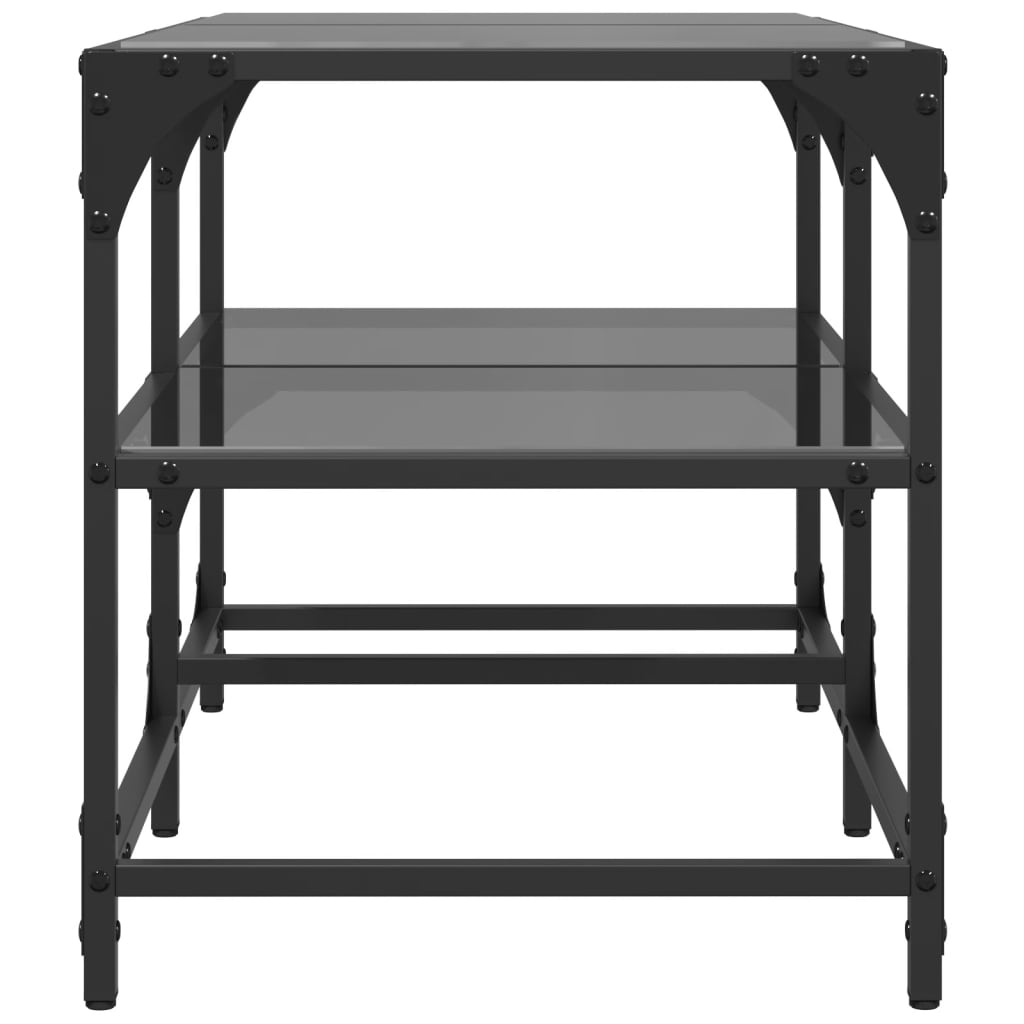 vidaXL Stolik kawowy z czarnym, szklanym blatem, 78,5x40x45 cm, stal