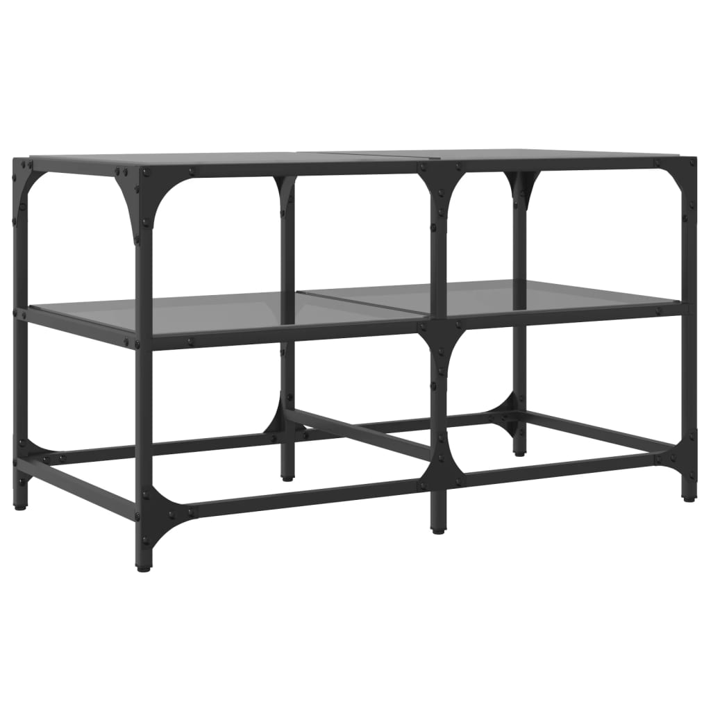 vidaXL Stolik kawowy z czarnym, szklanym blatem, 78,5x40x45 cm, stal