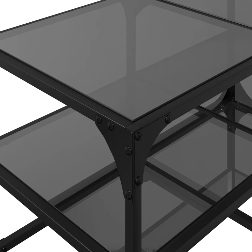 vidaXL Stolik kawowy z czarnym, szklanym blatem, 78,5x40x45 cm, stal