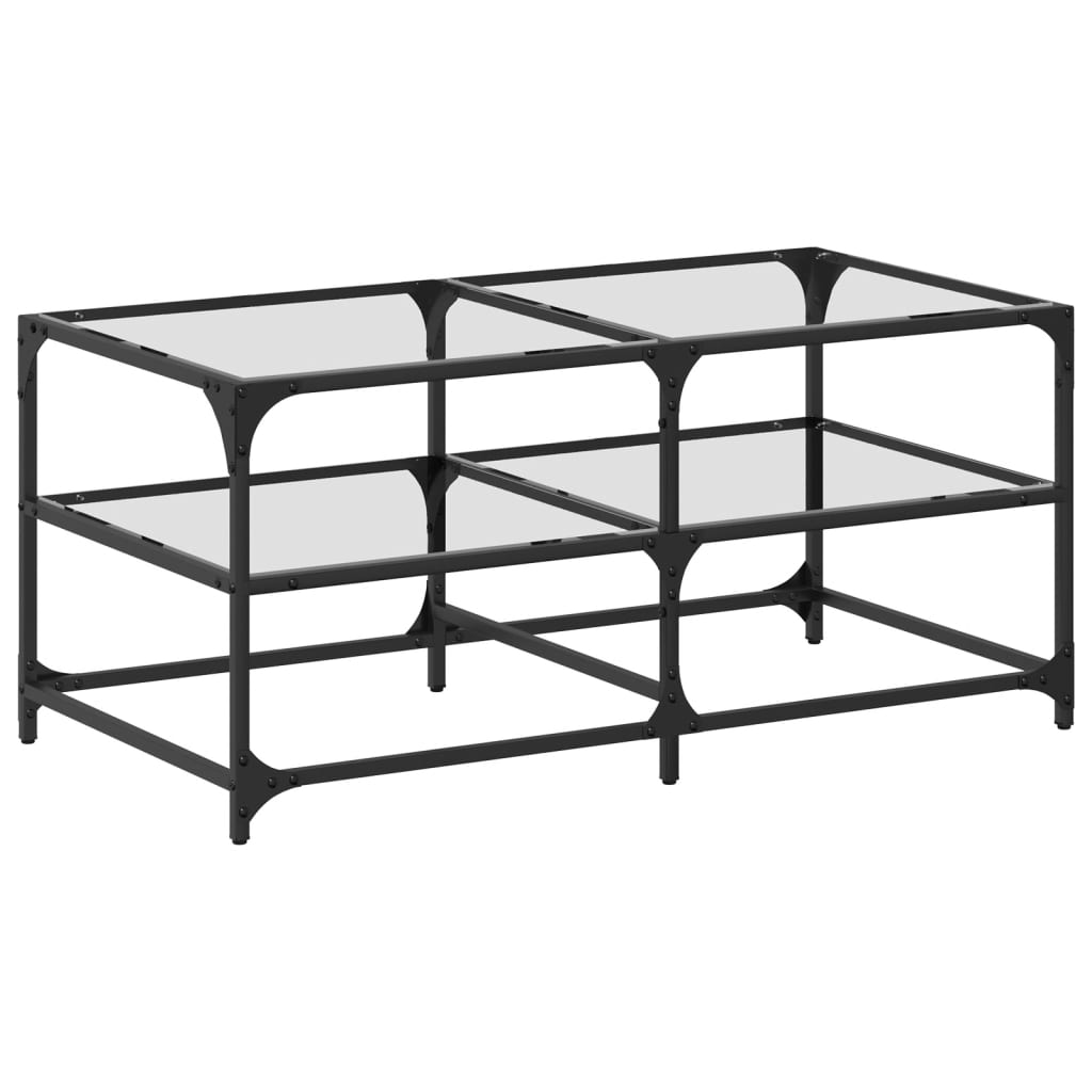 vidaXL Stolik kawowy ze szklanym blatem, 98,5x50x45 cm, stal
