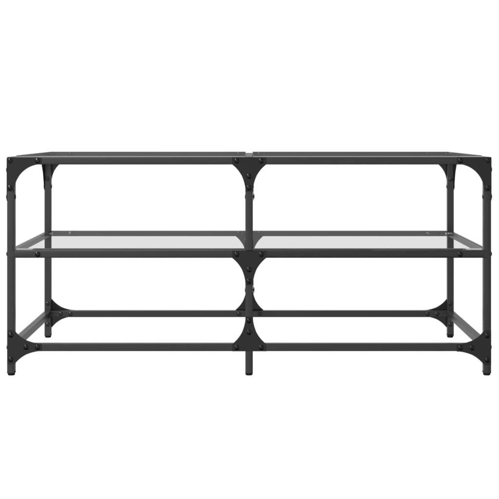 vidaXL Stolik kawowy ze szklanym blatem, 98,5x50x45 cm, stal