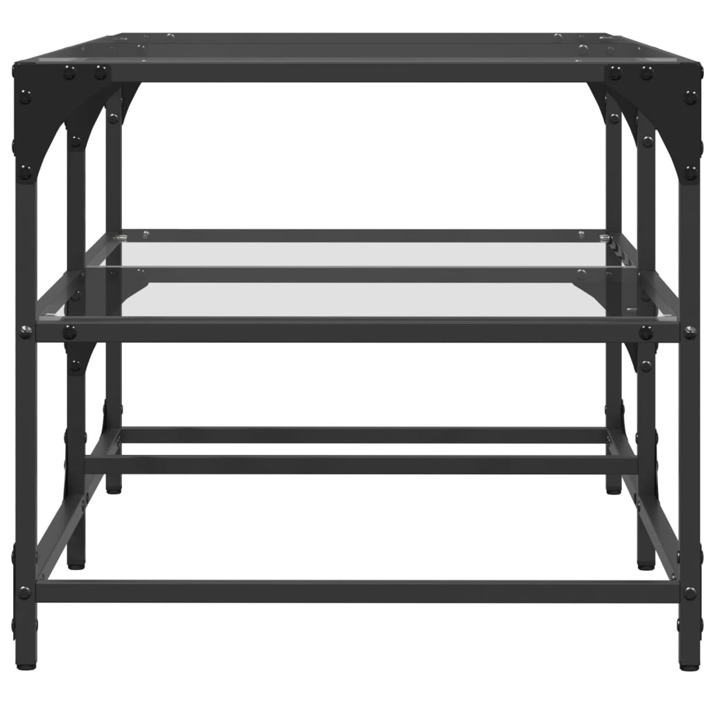 vidaXL Stolik kawowy ze szklanym blatem, 98,5x50x45 cm, stal