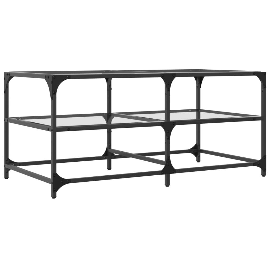 vidaXL Stolik kawowy ze szklanym blatem, 98,5x50x45 cm, stal
