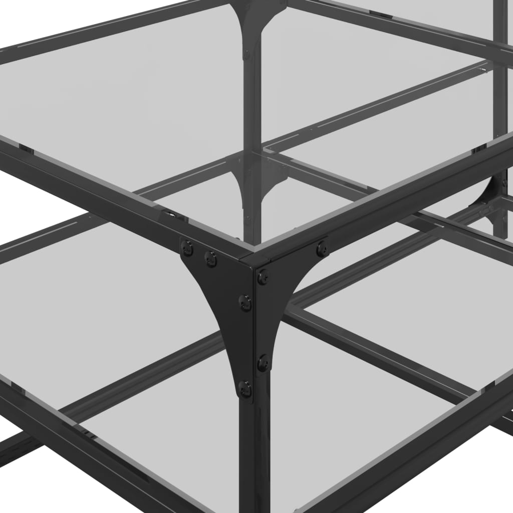 vidaXL Stolik kawowy ze szklanym blatem, 98,5x50x45 cm, stal