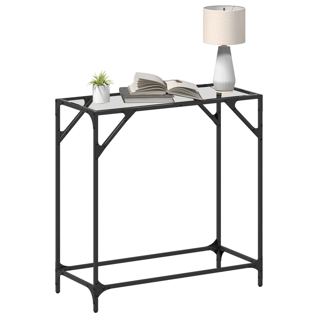 vidaXL Stolik konsolowy z przezroczystym, szklanym blatem, 80x35x81 cm