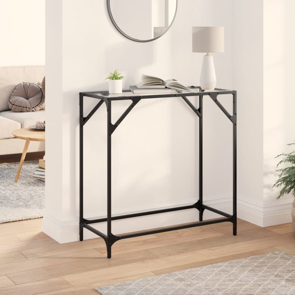 vidaXL Stolik konsolowy z przezroczystym, szklanym blatem, 80x35x81 cm