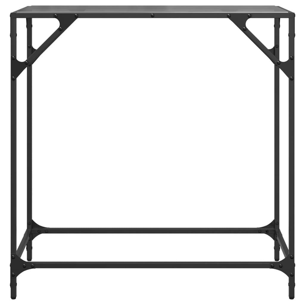 vidaXL Stolik kawowy z czarnym, szklanym blatem, 80x35x81 cm, stal
