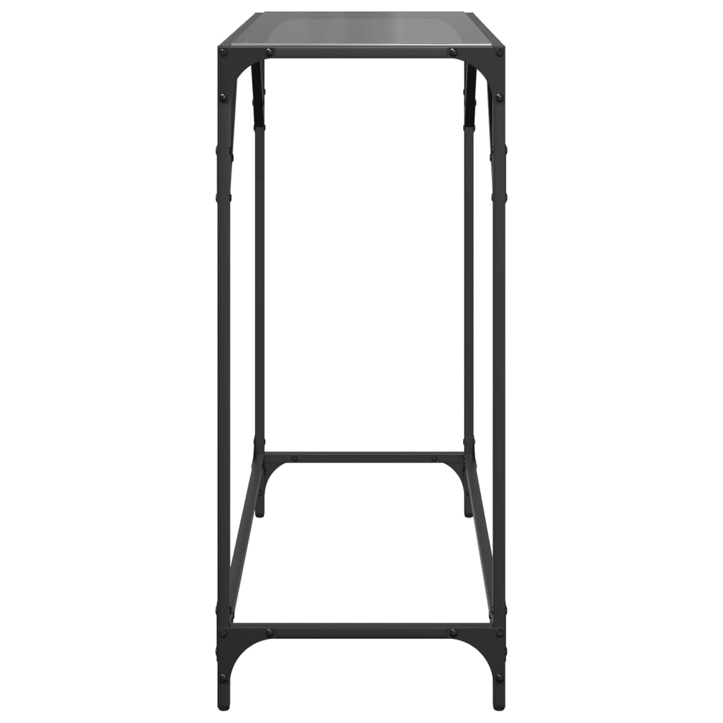 vidaXL Stolik kawowy z czarnym, szklanym blatem, 80x35x81 cm, stal