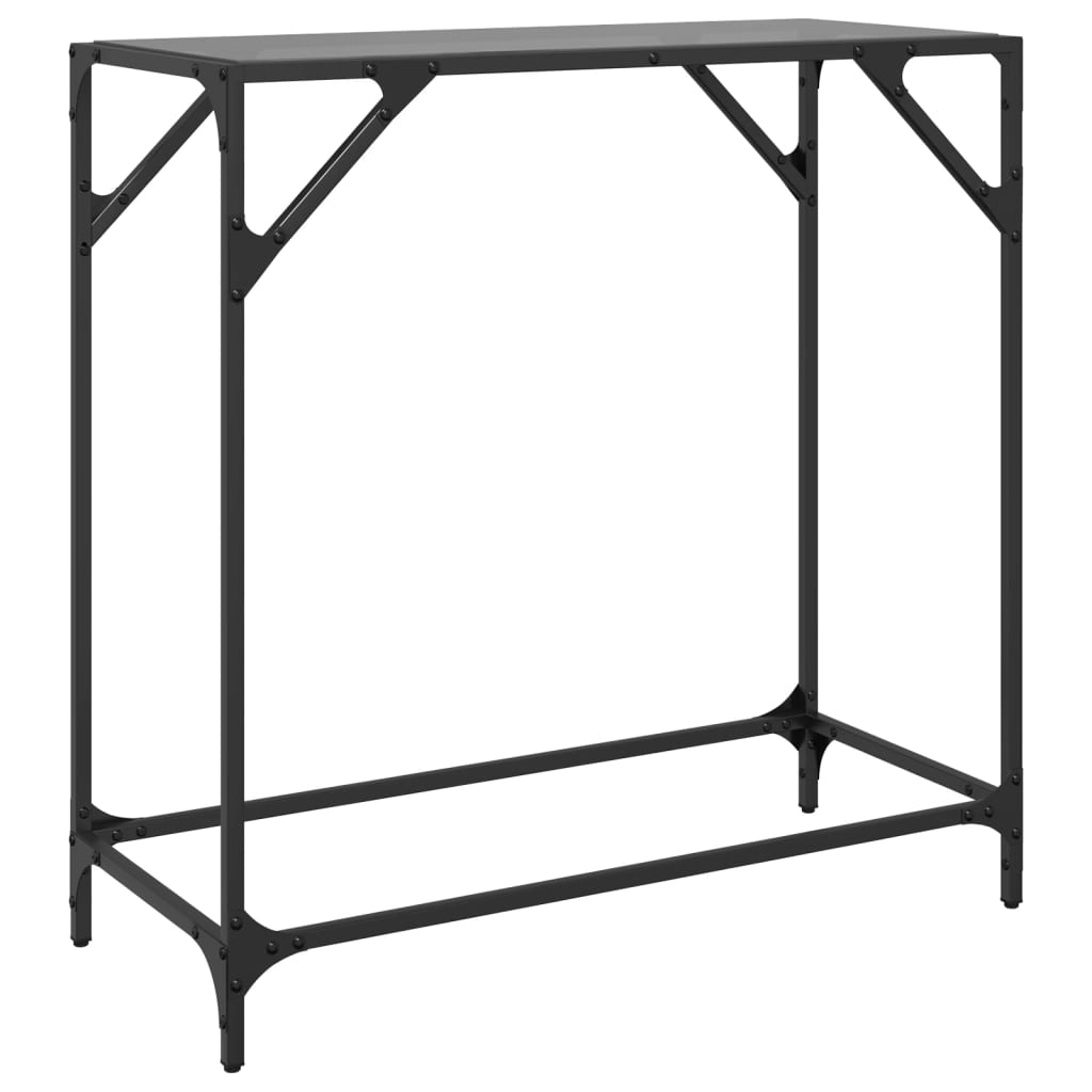 vidaXL Stolik kawowy z czarnym, szklanym blatem, 80x35x81 cm, stal