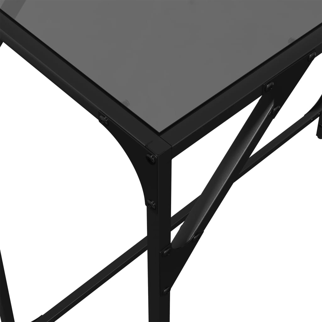 vidaXL Stolik kawowy z czarnym, szklanym blatem, 80x35x81 cm, stal