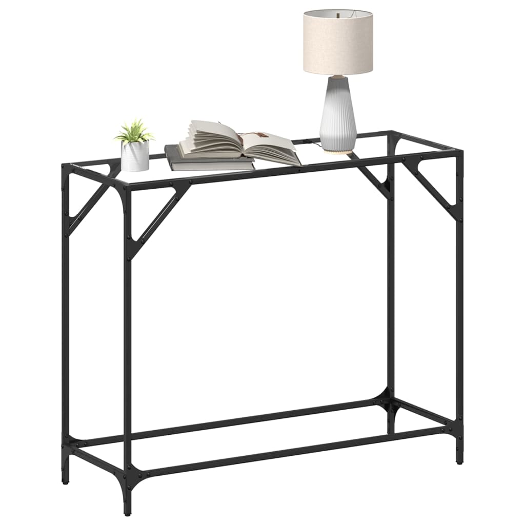vidaXL Stolik konsolowy z przezroczystym, szklanym blatem, 98x35x81 cm