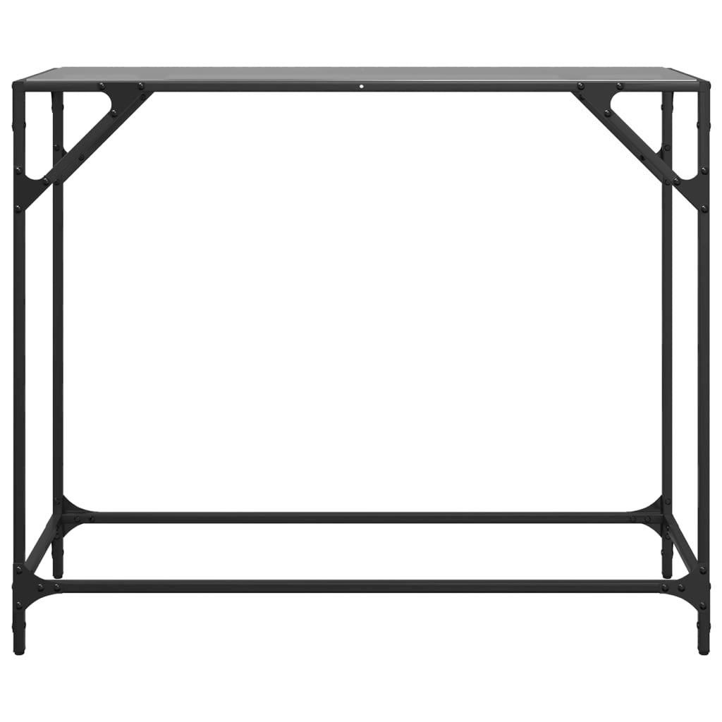 vidaXL Stolik kawowy z czarnym, szklanym blatem, 98x35x81 cm, stal