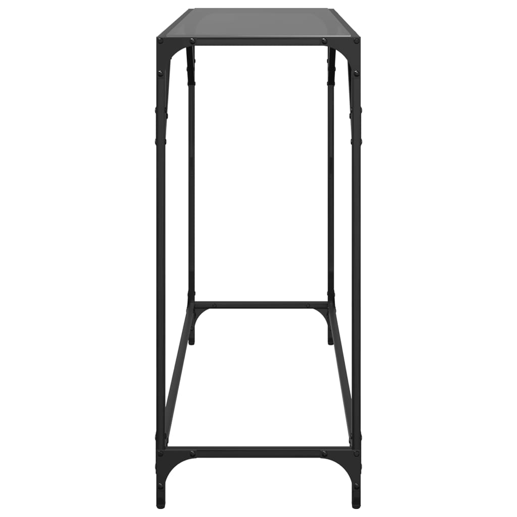 vidaXL Stolik kawowy z czarnym, szklanym blatem, 98x35x81 cm, stal