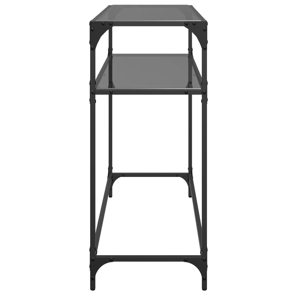 vidaXL Stolik kawowy z czarnym, szklanym blatem, 98x35x81 cm, stal