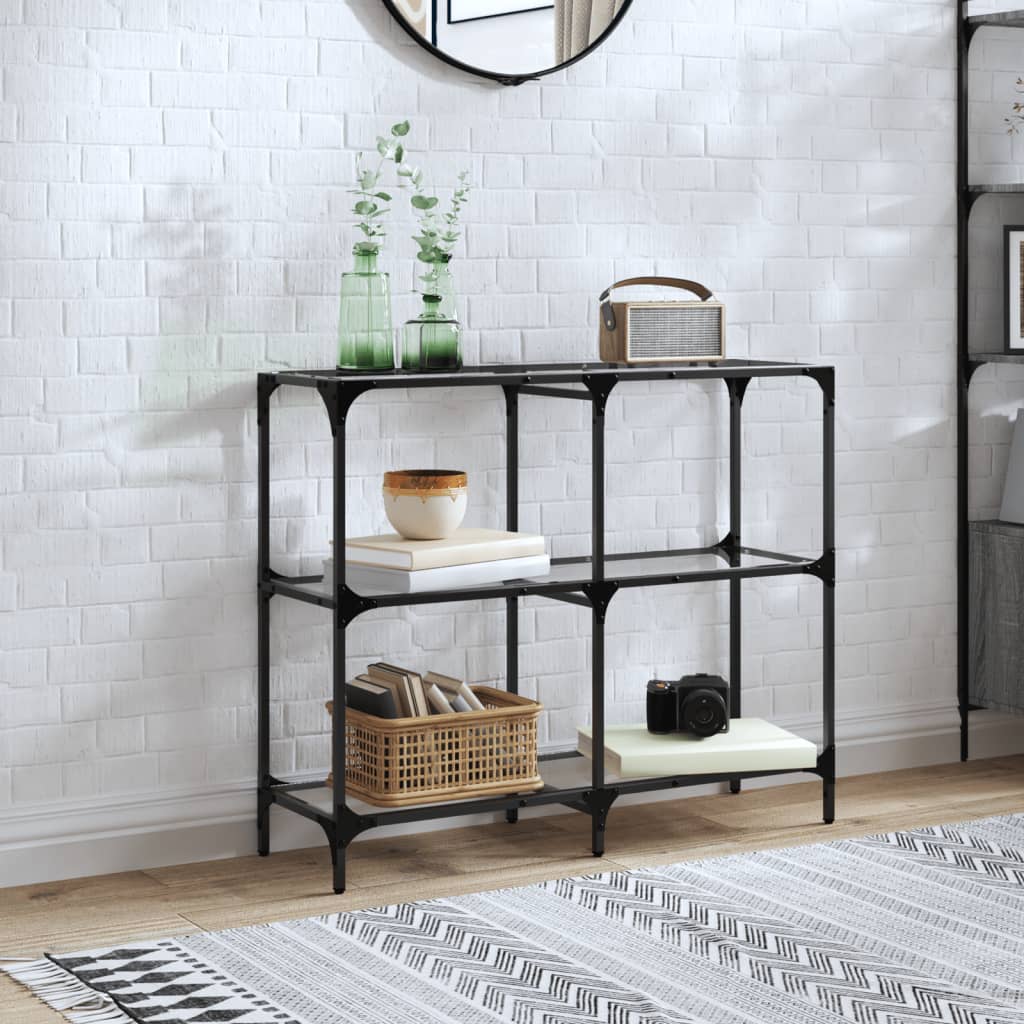 vidaXL Stolik konsolowy z przezroczystym, szklanym blatem, 98x30x81 cm