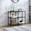 vidaXL Stolik konsolowy z czarnym, szklanym blatem, 98x30x81 cm, stal