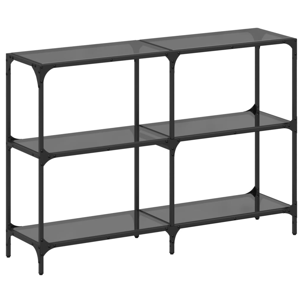 vidaXL Stolik konsolowy z czarnym, szklanym blatem, 118,5x30x81 cm