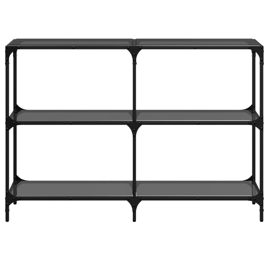 vidaXL Stolik konsolowy z czarnym, szklanym blatem, 118,5x30x81 cm