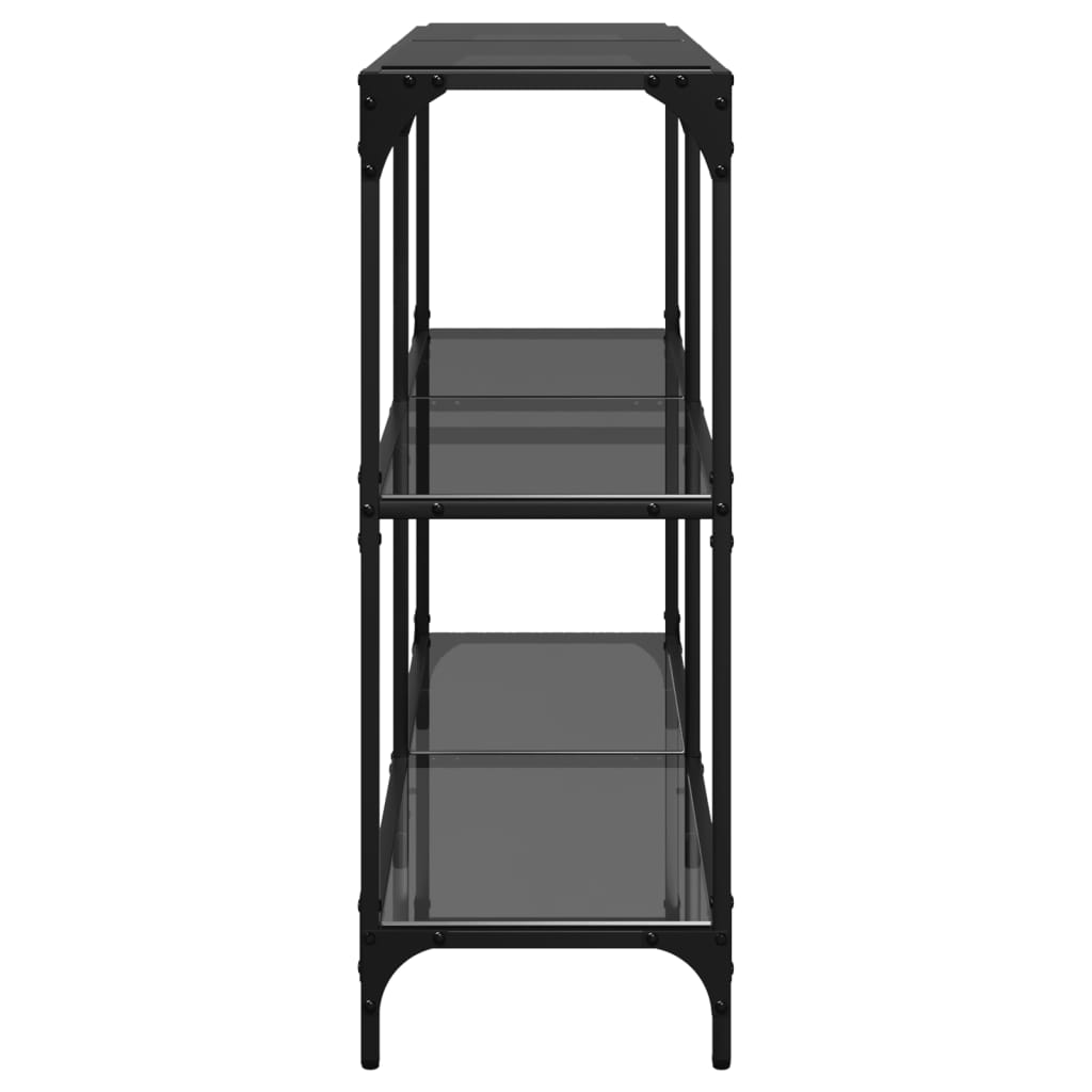 vidaXL Stolik konsolowy z czarnym, szklanym blatem, 118,5x30x81 cm