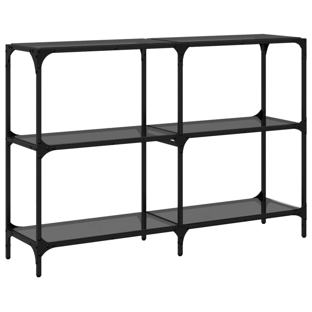 vidaXL Stolik konsolowy z czarnym, szklanym blatem, 118,5x30x81 cm